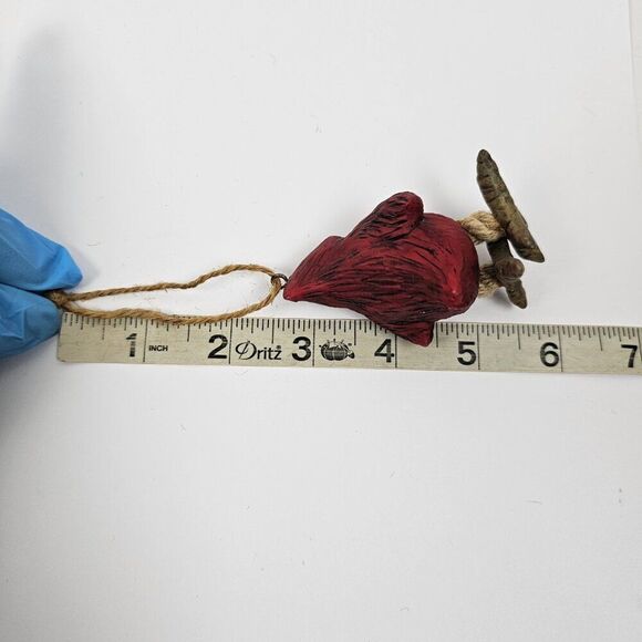 Vintage Bert Anderson Christmas Cardinal Bird Ornament 2002 Dangle Jute Folk Art - Picture 8 of 14